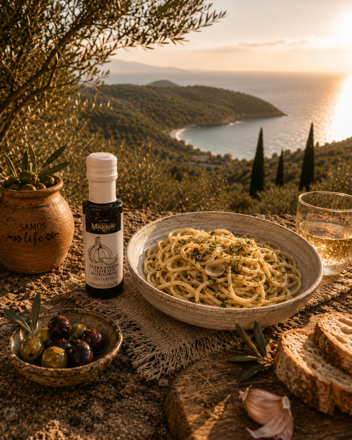 Garlic Infused Extra Virgin Olive Oil 100ml | Αρωματισμένο Εξαιρετικό Παρθένο Ελαιόλαδο με Σκόρδο 100ml