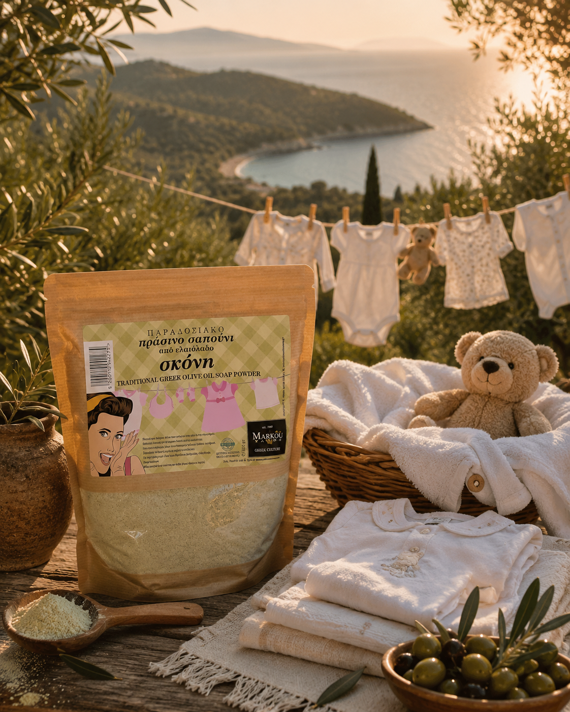 Traditional Green Olive Oil Soap Powder 750g  Παραδοσιακή Σκόνη Πράσινου Σαπουνιού Ελαιολάδου 750g