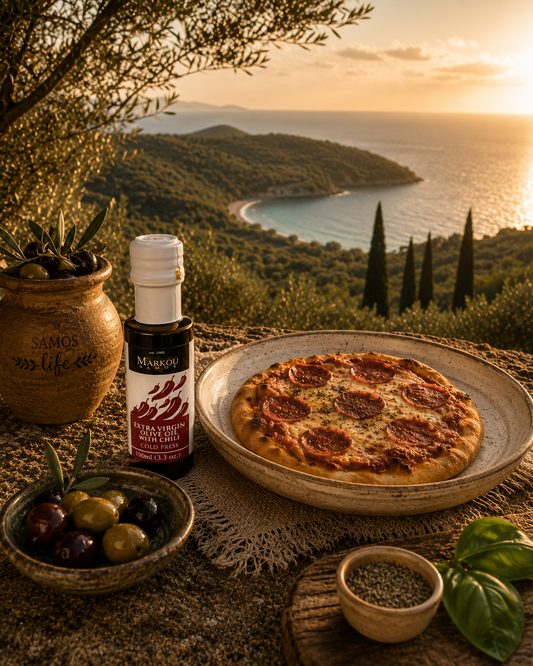 Chili Infused Extra Virgin Olive Oil 100ml | Αρωματισμένο Εξαιρετικό Παρθένο Ελαιόλαδο με Τσίλι 100ml