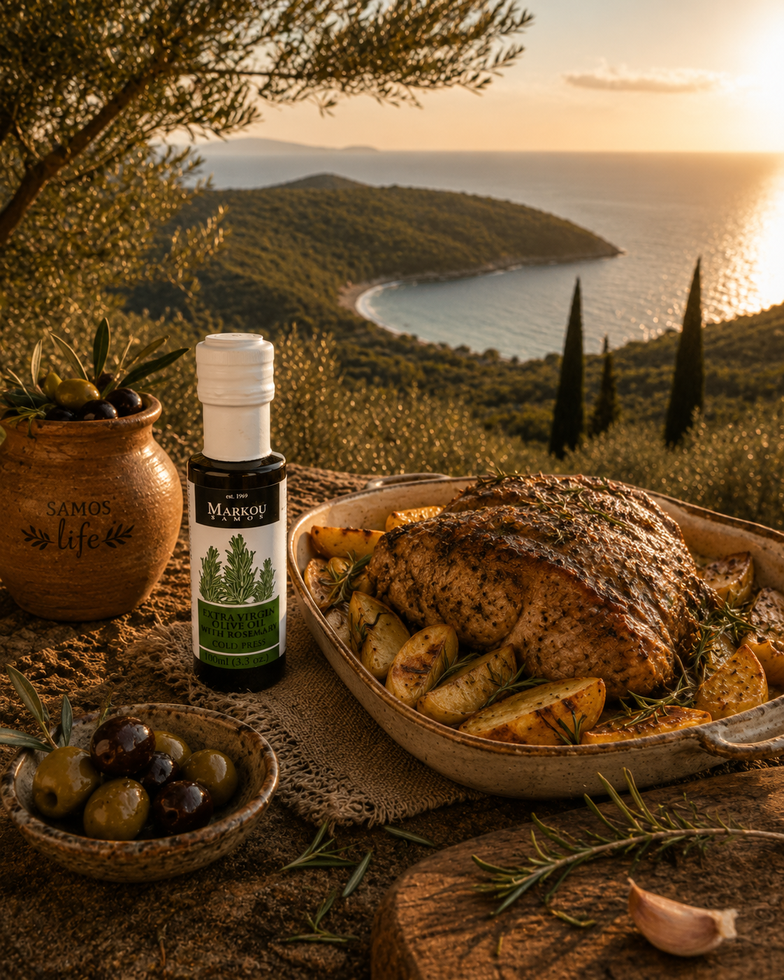 Rosemary Infused Extra Virgin Olive Oil 100ml | Αρωματισμένο Εξαιρετικό Παρθένο Ελαιόλαδο με Δεντρολίβανο 100ml