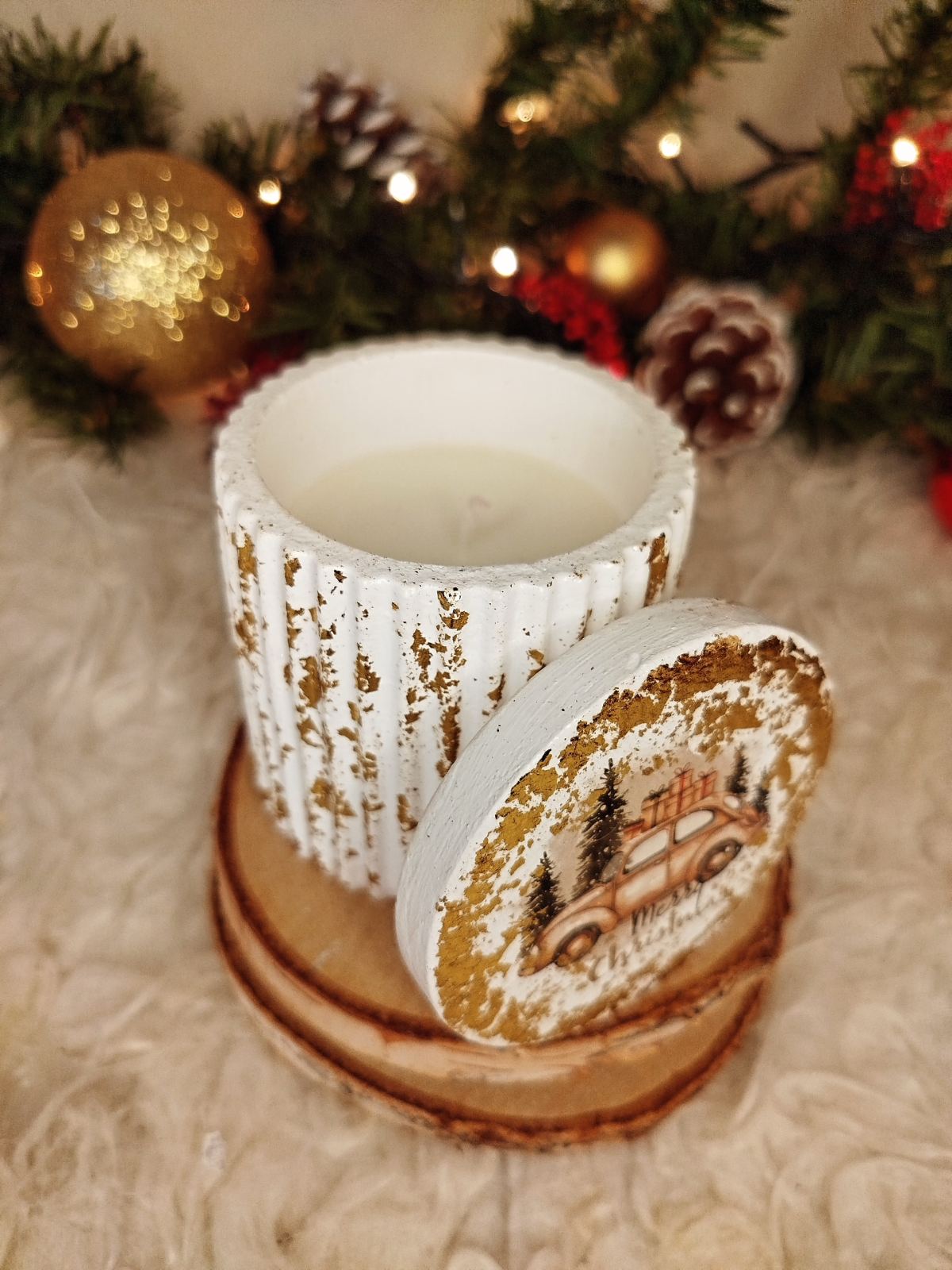 Κερί σε Γύψινο Δοχείο με Καπάκι