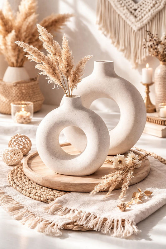 Κεραμικά Διακοσμητικά Βάζα Κύκλος – Minimal Boho Στυλ