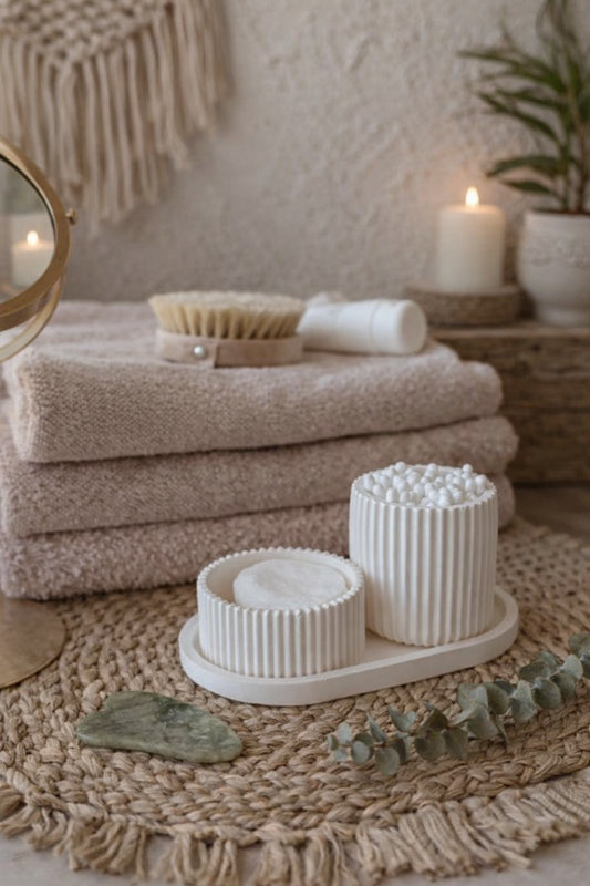 Plaster Bathroom Jars Set