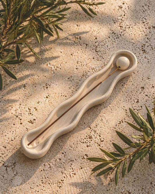 Χειροποίητη γύψινη βάση για Yoga Sticks / Incense Holder – Minimal Organic Design