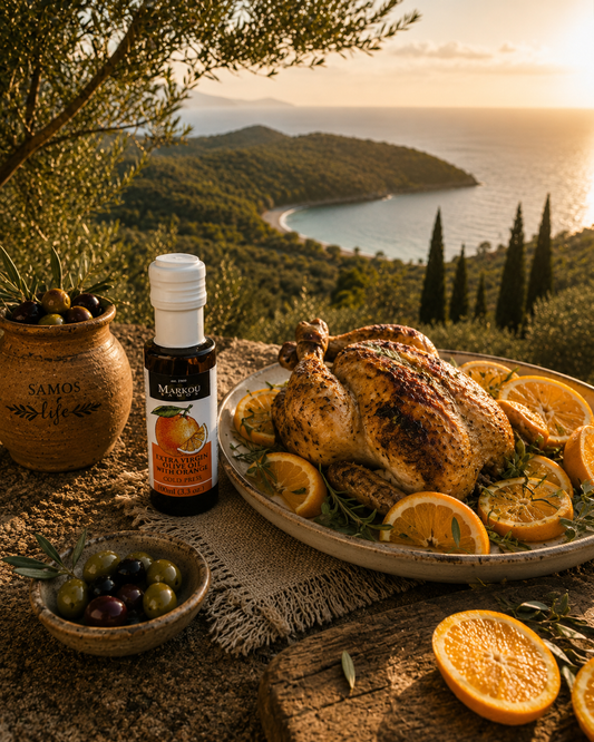 Orange Infused Extra Virgin Olive Oil 100ml | Αρωματισμένο Εξαιρετικό Παρθένο Ελαιόλαδο με Πορτοκάλι 100ml