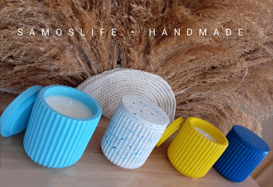 Χειροποίητα Γυψινά Κεριά με Καπάκι – Mediterranean Colors Collection